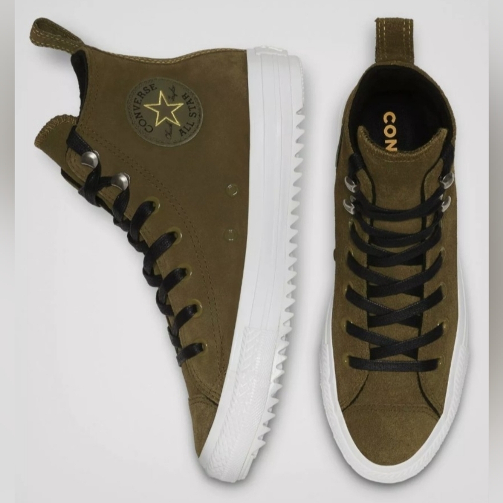 Converse Chuck Taylor All Star Hiker Hi Olive High-Top Suede Sneakers Size 10 - Picture 2 of 10